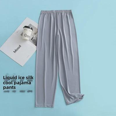 Seidige 9-Punkt-Pyjamahose aus flüssiger Eisseide für Herren – kühle und elastische Passform