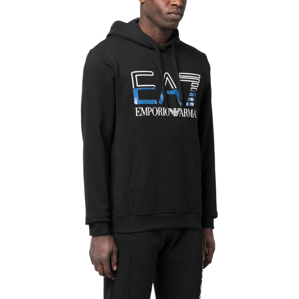 Emporio Armani EA7 SS23 Letter Print Hooded Casual Sweatshirt Men Sweatshirt Black 3RPM13-PJLSZ-1200