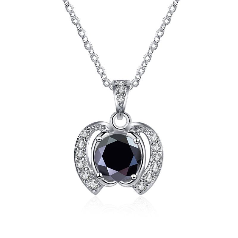 Bague Ringen Trend Women's 1 Carat Round Moissanite Necklace Apple Shaped Pendant Clavicle Chain Silver 925 Jewelry For Christmas