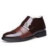 Leather Men's Fleece Warm Thickened Versatile Business Casual High Top Leather Shoes Non-slip Winter Snow