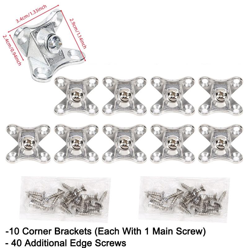 10 ks Rohové držáky ze zinkové slitiny se šroubem Odnímatelný pravoúhlý L-tvarovaný podpěrný konektor Držák Rohová výztuha pro nábytek