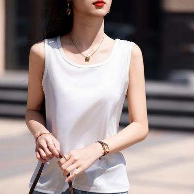 U-Ausschnitt Trägerweste für Damen Unteranzug Sommer Neues Design Schwarz Essigsäure Satin Ärmellos Unterhemd Oberteil