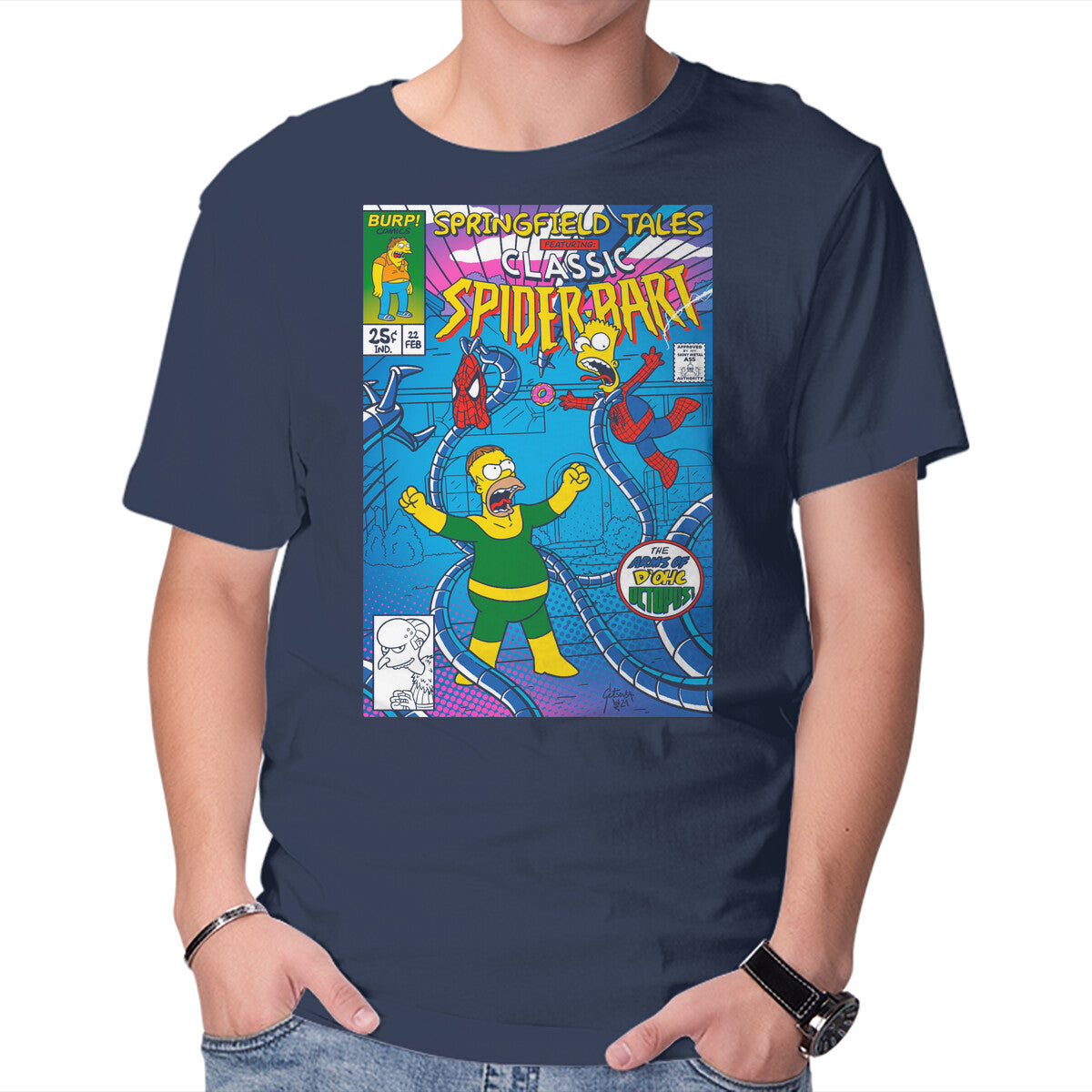 Unisex Crew Neck T-Shirt Spider-Bart Vs D ohc Ock Graphic Short Sleeve Casual Tee S