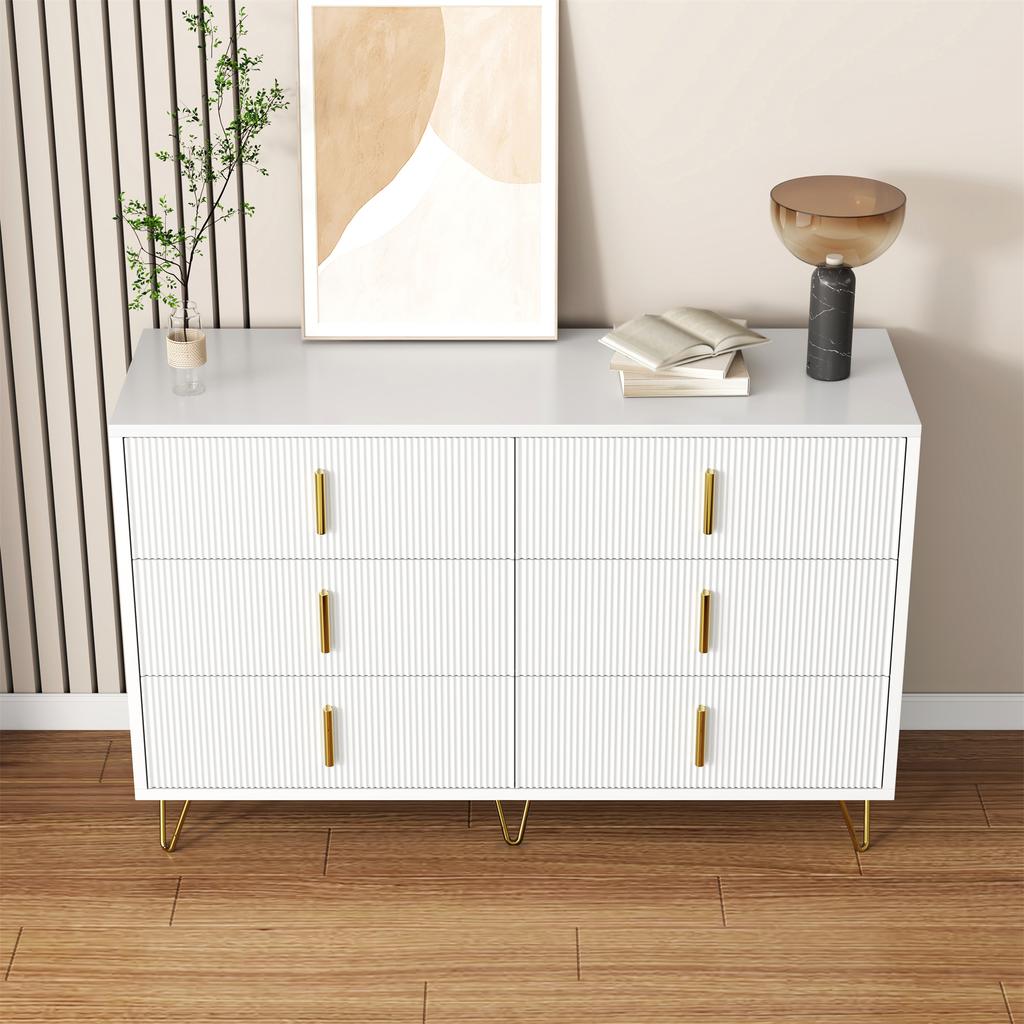 Elegant Sideboard with Modern Design, Chest of Drawers and Lots of Storage Space, Gold Handles
