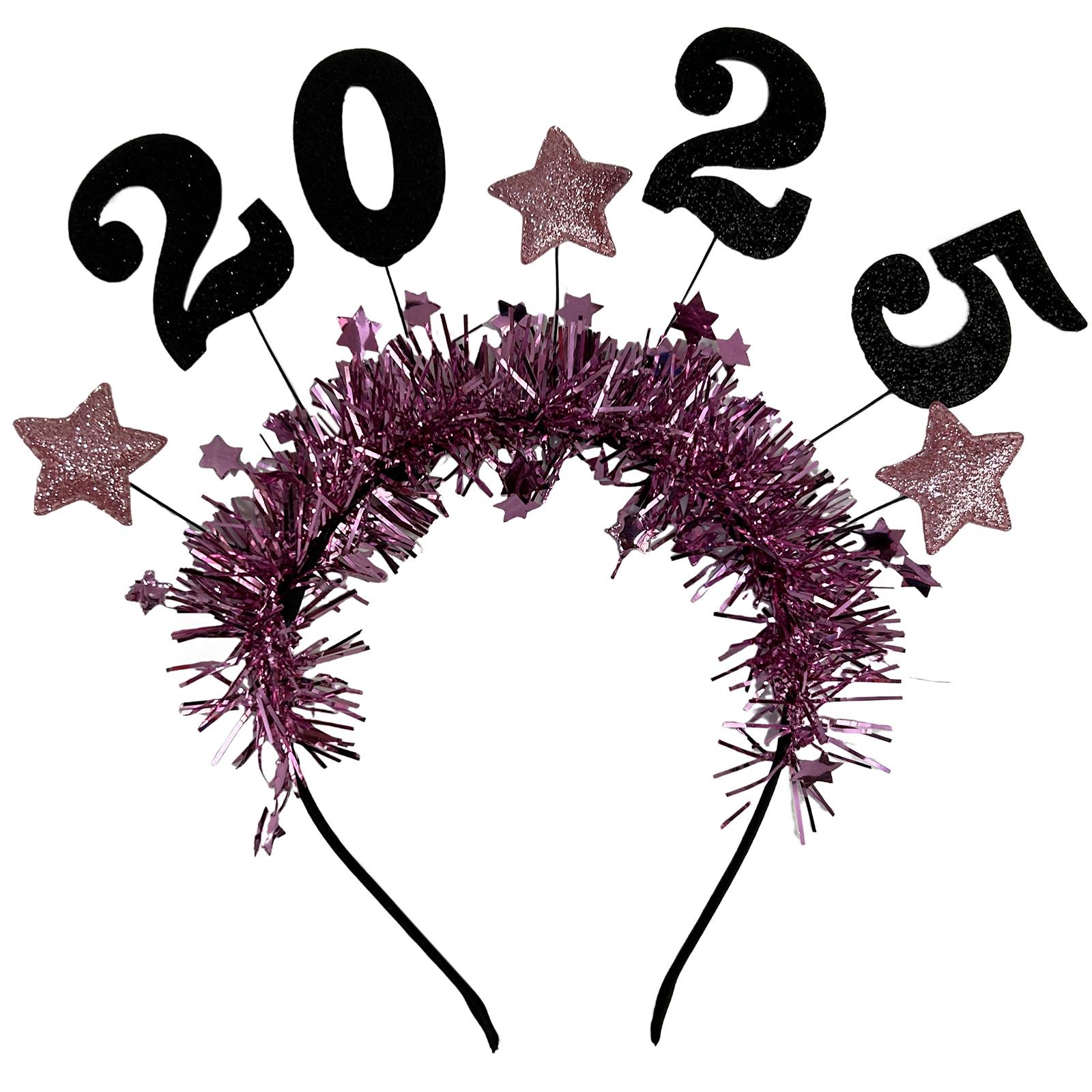 

Сверкающая золотая звезда 2025 праздничная повязка на голову женская модная повязка на голову удобные головные уборы праздничная одежда горячий розовый