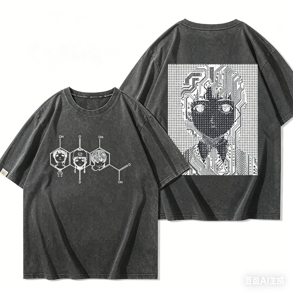 Lain Amante degli Anime Maglietta Lavata Abbigliamento per tutto l'anno personalità Vestiti Taglie Forti Unisex Streetwear alta qualità prodotto caldo tee