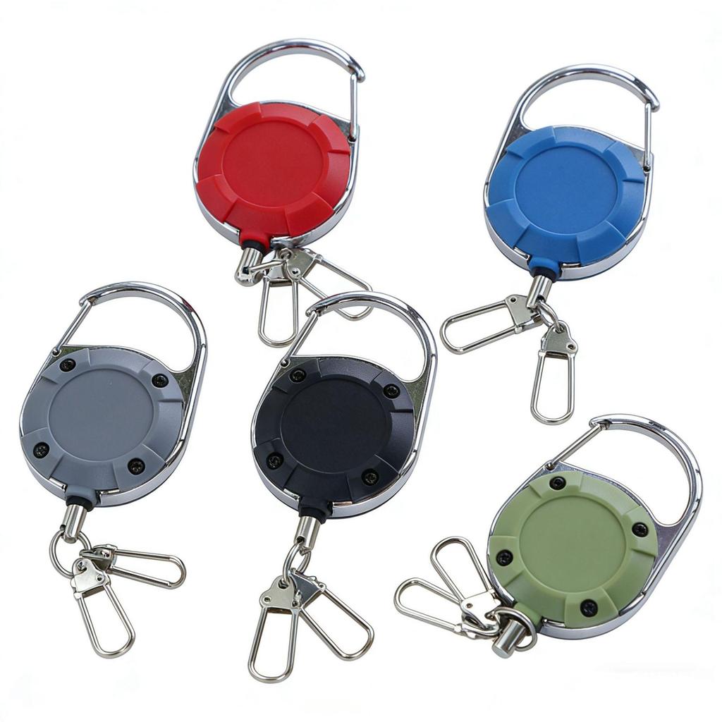 Retractable Metal ID Card Lanyard with Zinc Alloy Keychain and ABS Pull Cord