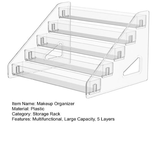 Multifunctional Makeup Organizer Box Transparent Desktop Storage Box with 5 Layer Compartments Large Capacity Cosmetic Display Holder for Lipsticks