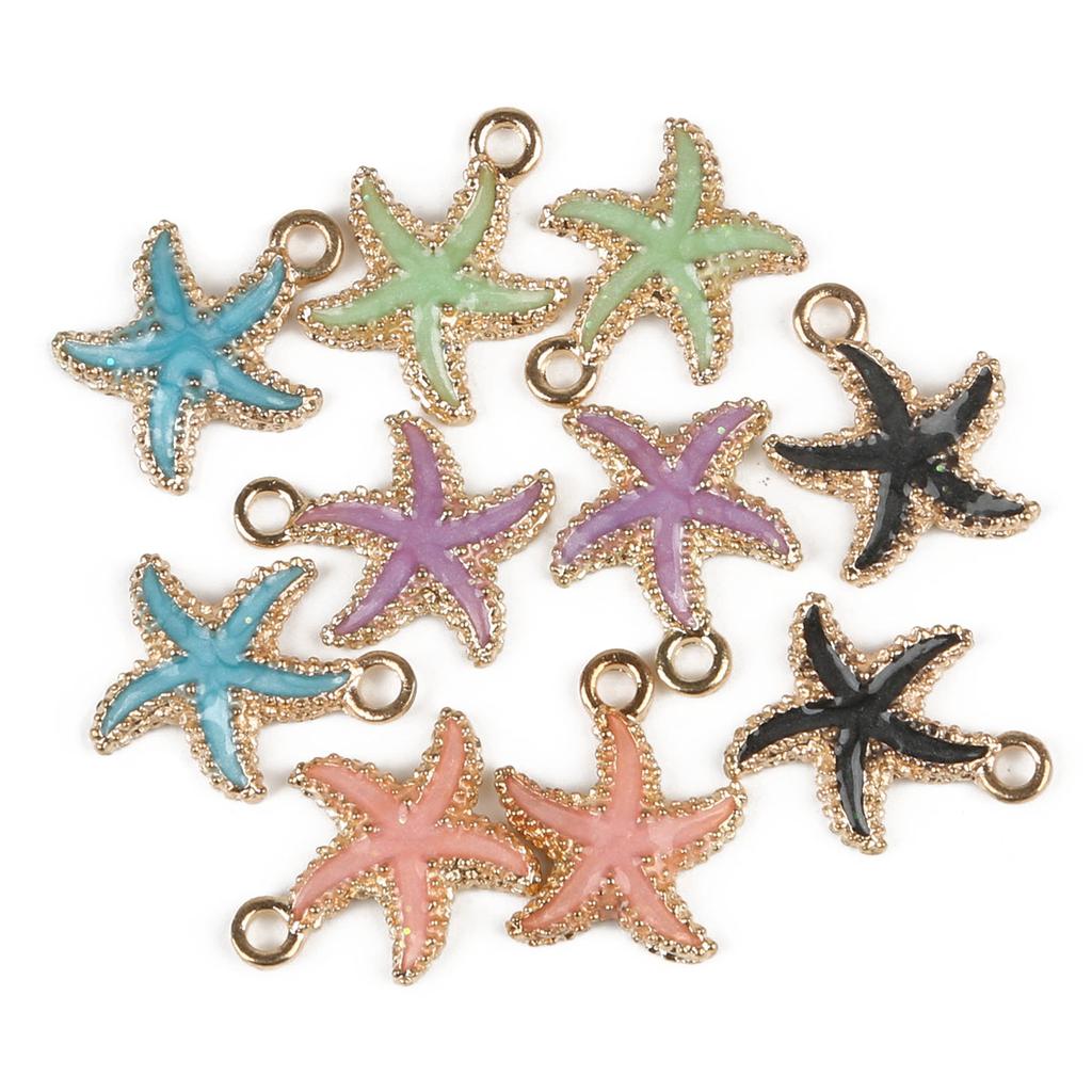 9-12Pcs Multi-Styles Starfish Shell Conch Crown Enamel Charms Pendant For Jewelry Making DIY Bracelet Necklace