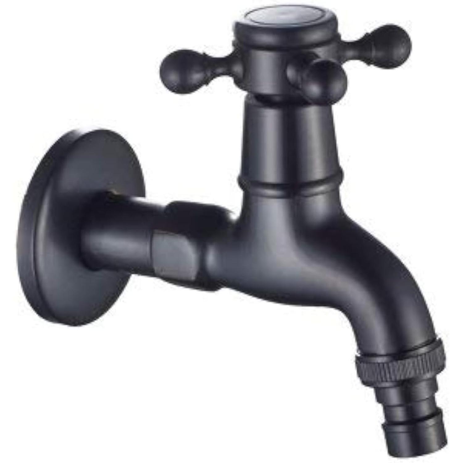 Black Brass Outdoor Garden Faucet Bathroom Wall Mount Balcony Mop Sink Water Hose Cold Laundry Utility Tap NPT 1/2 inch Spigot(Traditional) чёрный