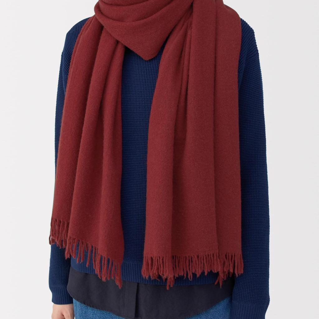 MUJI Fluffy Wool Large Stole Unisex 60 x 200cm (Thin), Adult, DDC10A5A, Red,