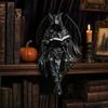 Gotische Dekorationsstatue Dunkle Fantasy Lesefigurine, Geheimnisvolle Kapuzenfigur Skulptur, Hochwertige Harzkunst Sitzender Sensenmann für Bücherregal, Schreibtisch