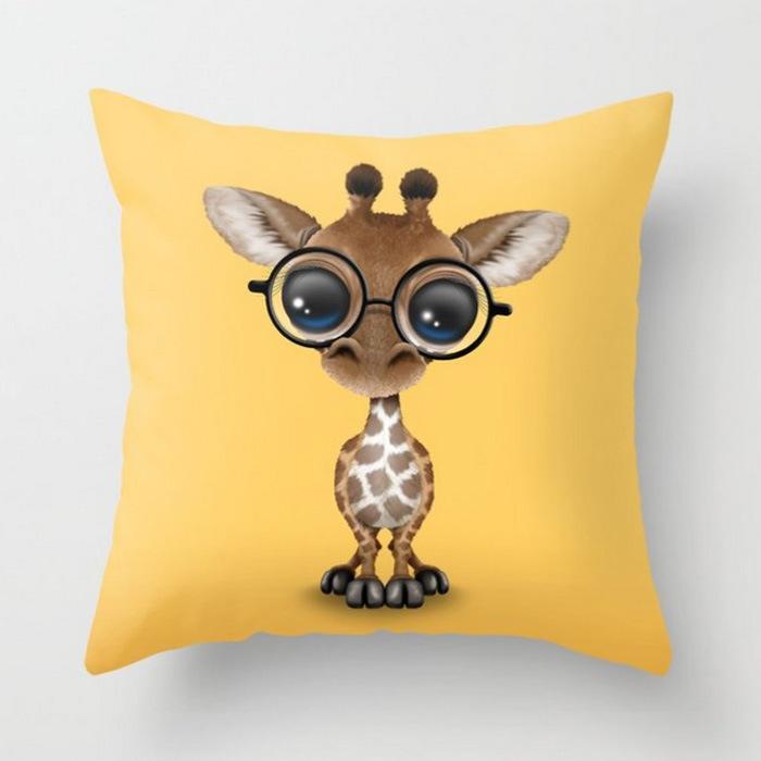 45x45cm Geometric Yellow Giraffe Animal Design Throw Pillow Cover Sofa Office Seat Car Lumbar Cushion Cushion Cover Home Decor