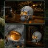 Gothic Resin Ornament Cracked Skull Garden Solar Light, LED Statue Spooky Industrial Table Decor Ornament, Halloween Decoration for Haunted House Bar