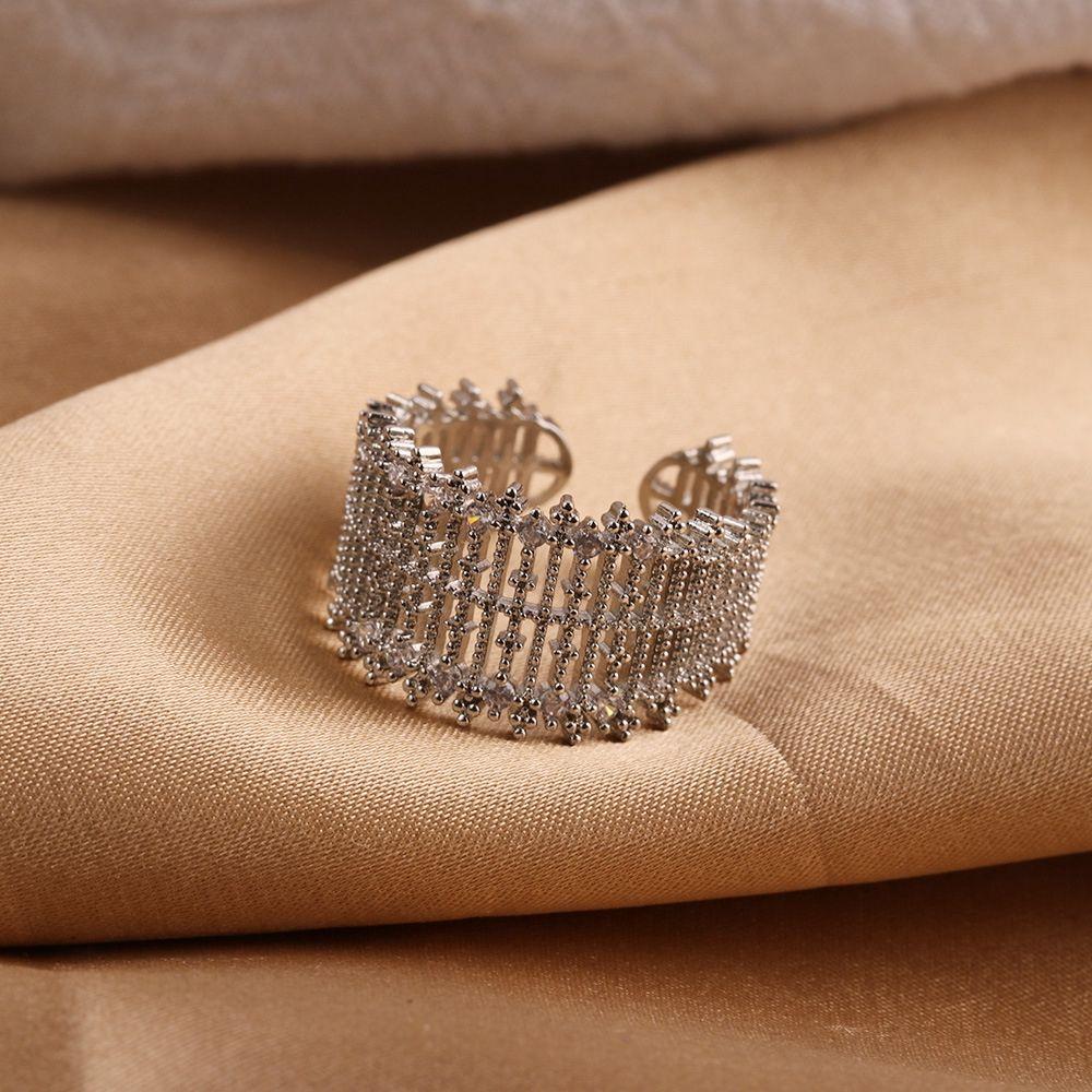 Width Geometry Hip-hop Female Finger Ring Korean Style Ring Rhinestone Ring Opening Adjustable Ring