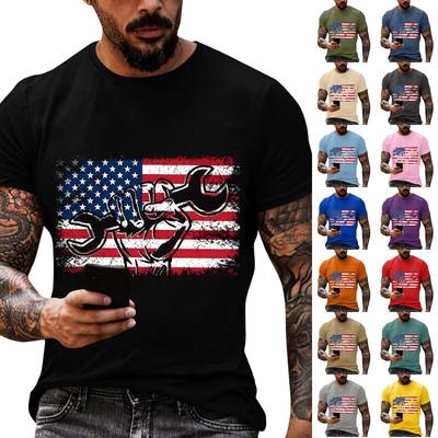 Men's Loose Fit Casual Short Sleeve T Shirt Labor Day Graphic Printed Crew Neck Top Comfortable Summer Wear