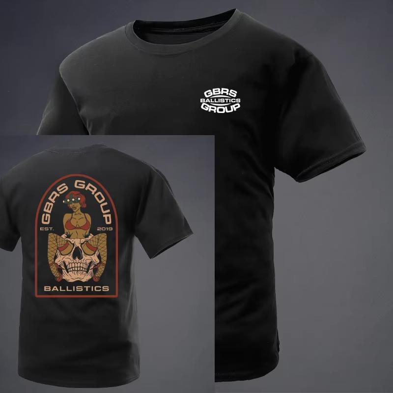 Summer Streetwear Fashion Top 2025 New GBRS Skull Girl T Shirt Playful Pattern Tactical Cotton Short Sleeve Military Fan