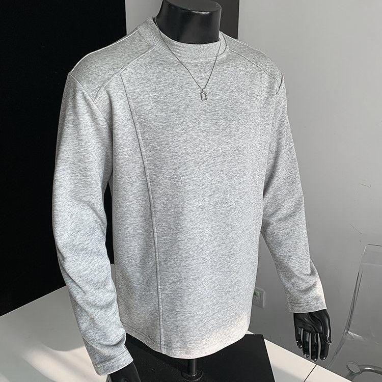 

Men s Grey Heavyweight Long Sleeve Round Neck Hoodie - 2025 Spring/Autumn Loose Casual Style M сірий