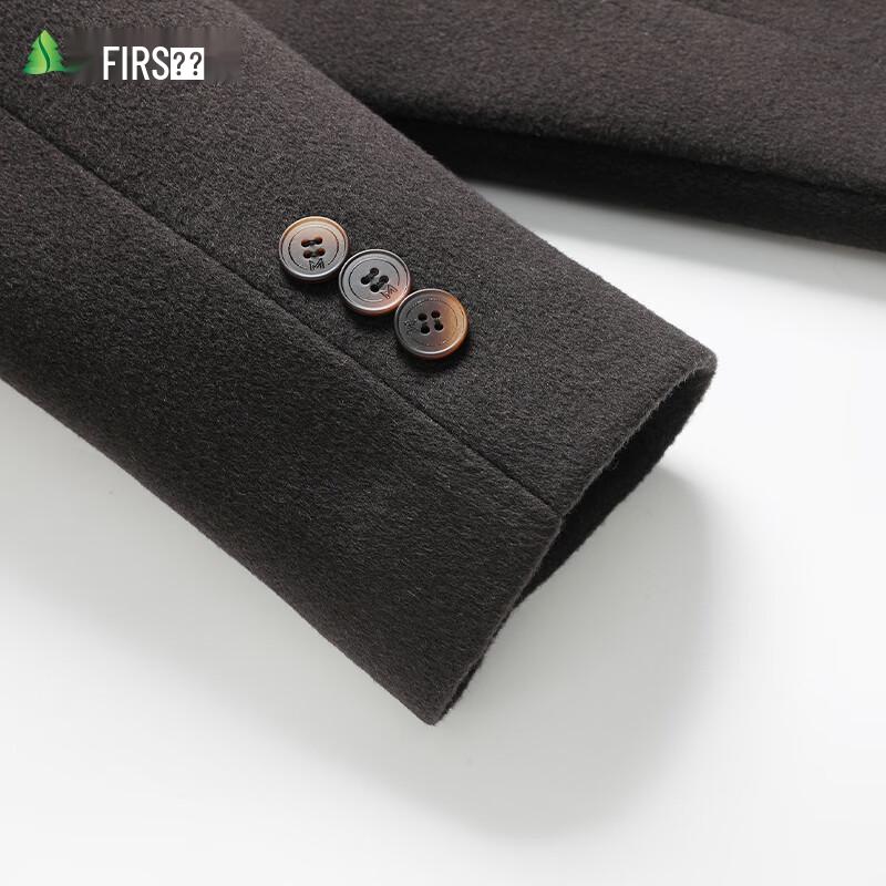 FIRS Men's Wool Blend Double-Faced Mid-Length Coat with Removable Goose Down Liner