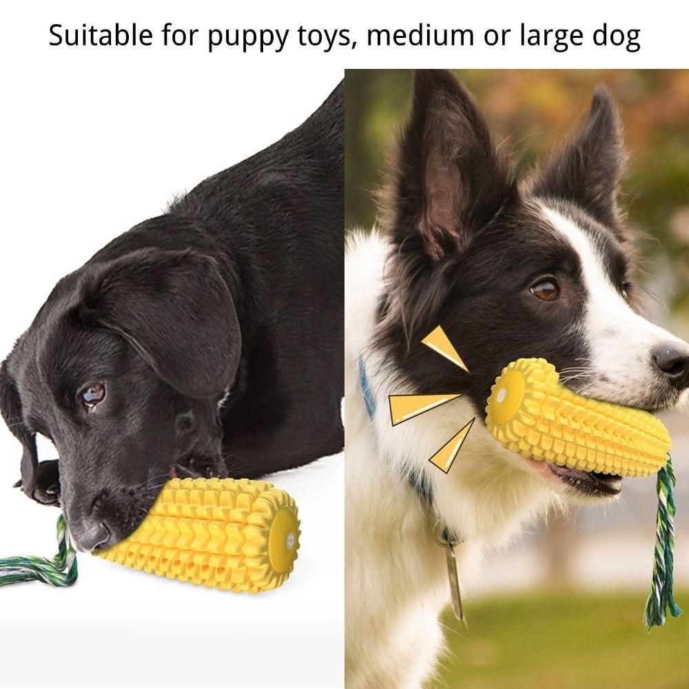Tough Rubber Dog Chew Toy Corn Stick Design Interactive Squeaky Dog Toys  Medium Large Dogs