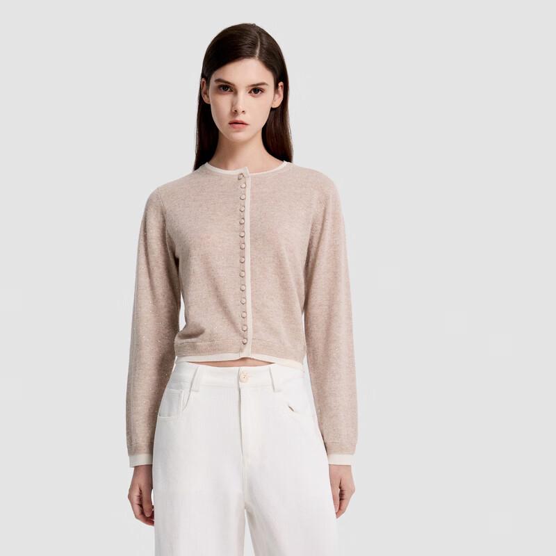 ELLASSAY Women's Slim-Fit Round Neck Knit Cardigan