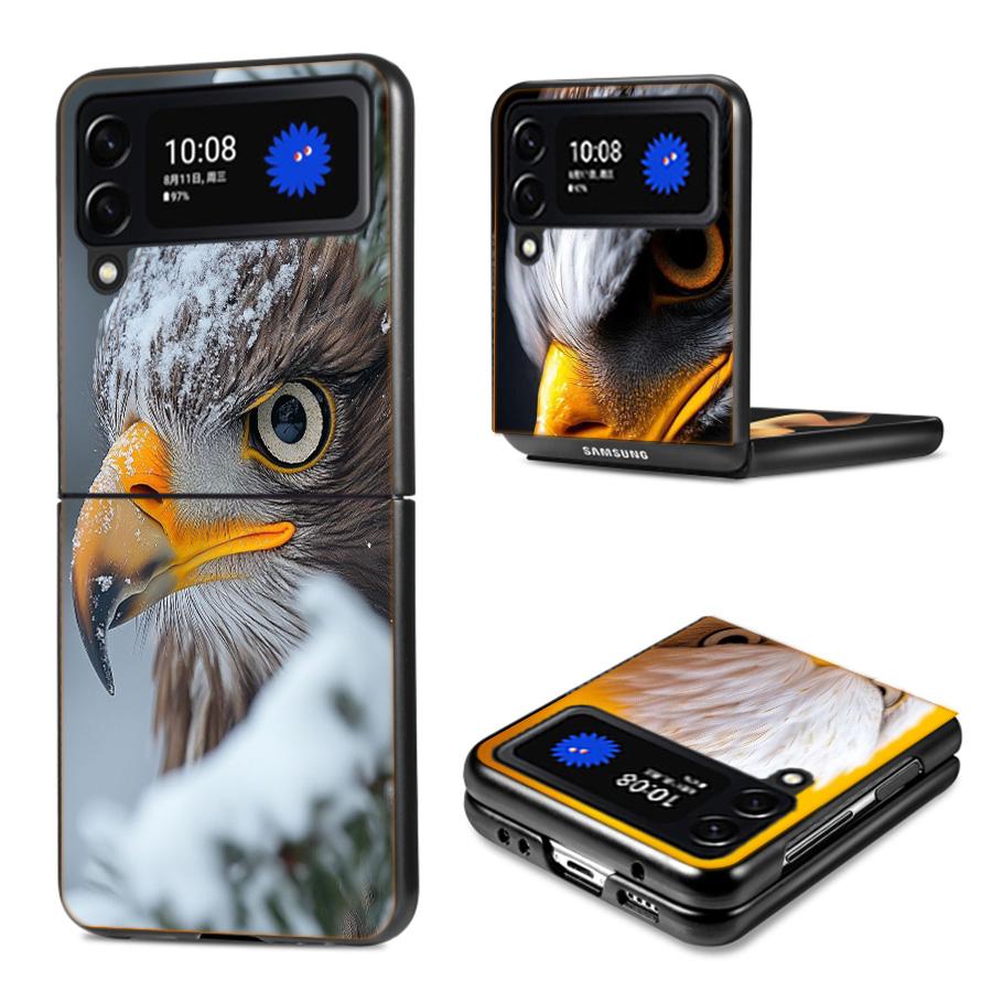 Majestic Eagle Gaze Phone Case For Samsung Z Flip 7 6 5G Galaxy Z Flip4 Z Flip5 Z Flip3 Coque Black Hard PC Shell Protective Cov