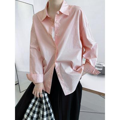 Solid Color Long-sleeved Shirt, Simple and Loose, Layered Casual Shirt