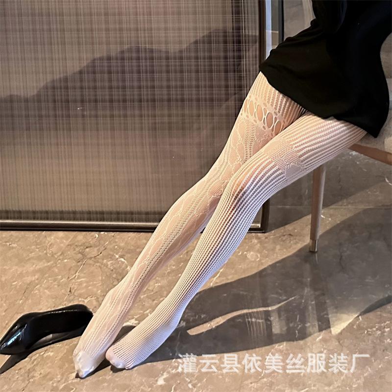 Sex Stockings Lace Gray American Hollow Mesh Socks Ab Pantyhose Women's Spring and Autumn Thin Black Silk