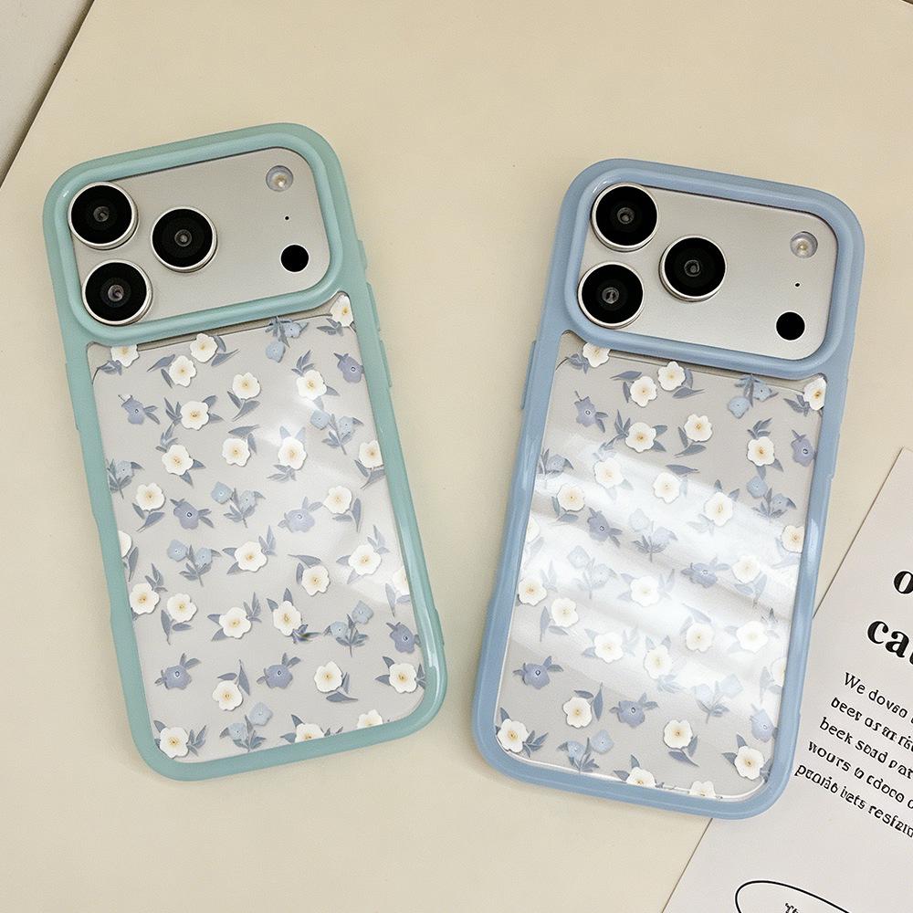 Floral Pattern Transparent Phone Case for Apple iPhone 13/14/15/16/17 Promax - Full Coverage for Females
