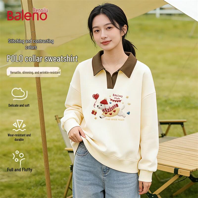 Baleno Women s Polo Collar Balloon Dog Graphic Sweatshirt M