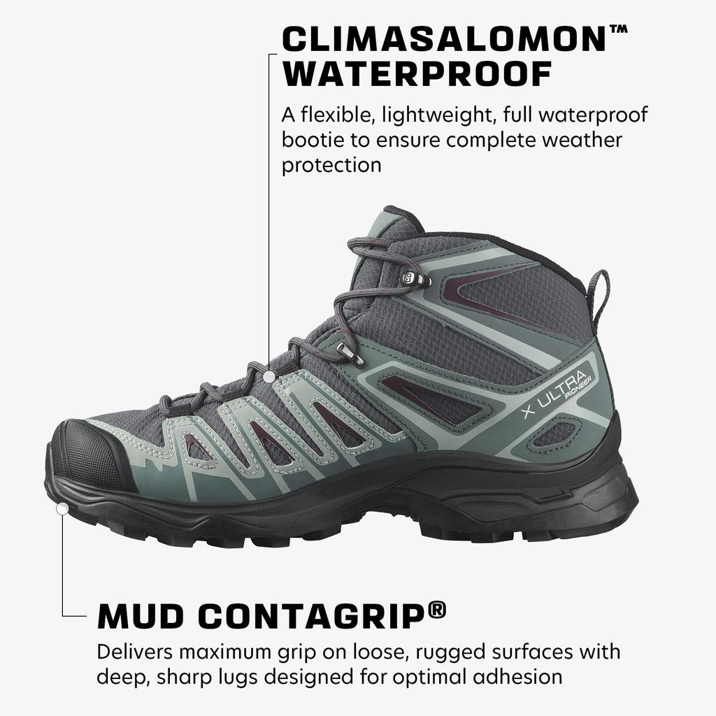 Salomon Hiking Shoes X Ultra Pioneer MID CSWP W L41671200 Tasting cm Ebony/Stormy Weather/Wine 23.5