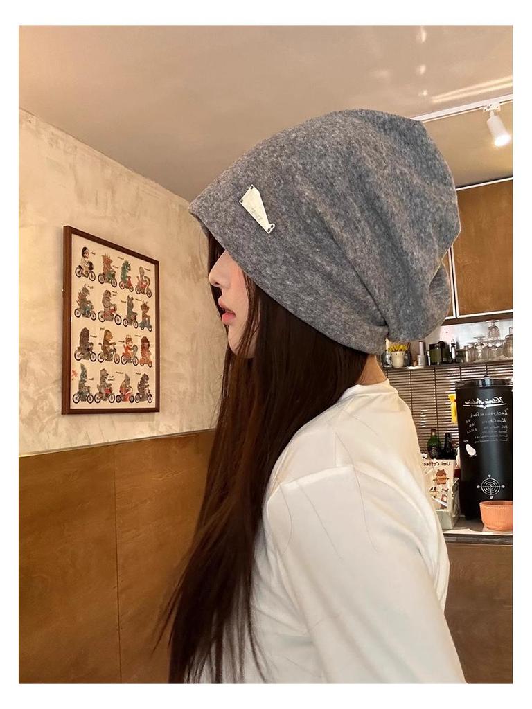 Korean-Style Oversized Pullover Hat for Women - Fashionable Autumn/Winter Design with Face Framing