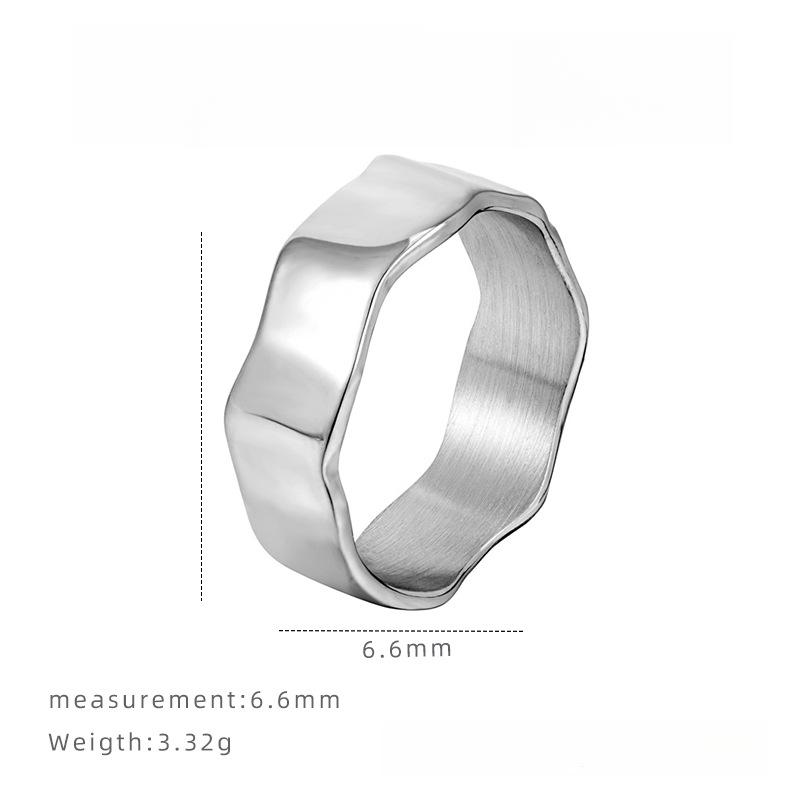 

То же Модное Простое Неправильное Кольцо Темперамент Холодного Ветра Высококлассное Кольцо Женская Титановая Сталь Невыцветающая Ювелирные Изделия 9