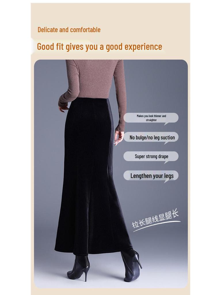 Eleganter High Waist Gold Samt Meerjungfrauenrock