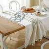 Hollow Cross Tassel Solid Color Dining Table Fabric Table Mat Solid Color Striped Cloth Cover Table Decoration Table
