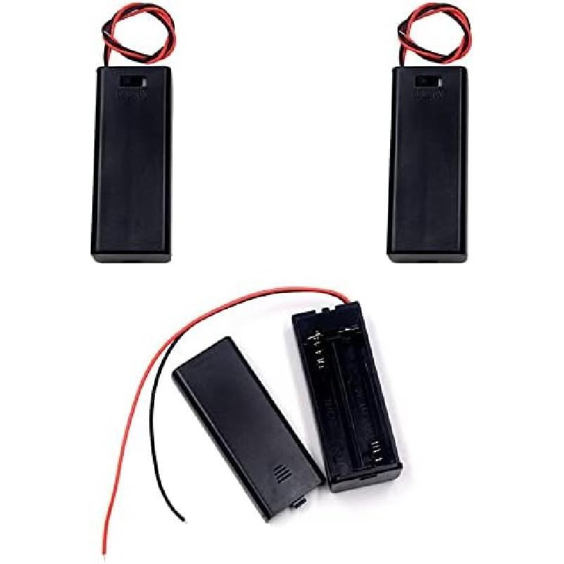 (Pack of 3 2 AAA Battery Holder with Switch, 2 X 1.5V AAA Battery Holder Case with Wire Leads and ON/Off Switch and Cover
