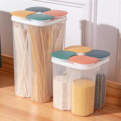 Kitchen Storage Box Dividing Sealing Tank Noddles Beans Grains Fresh Preservation Container Large Capacity For Home Restaurant