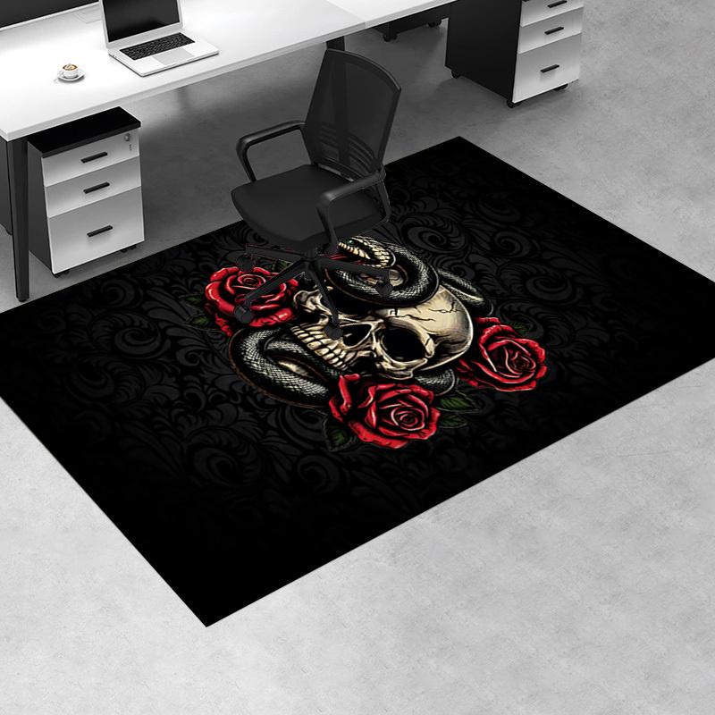 Stuhlmatte: Gotischer Schlangen- und Totenkopf-Büroteppich, Große Größe, Heimdekoration, Sofateppich, Geschenk für Büro oder Schlafzimmer