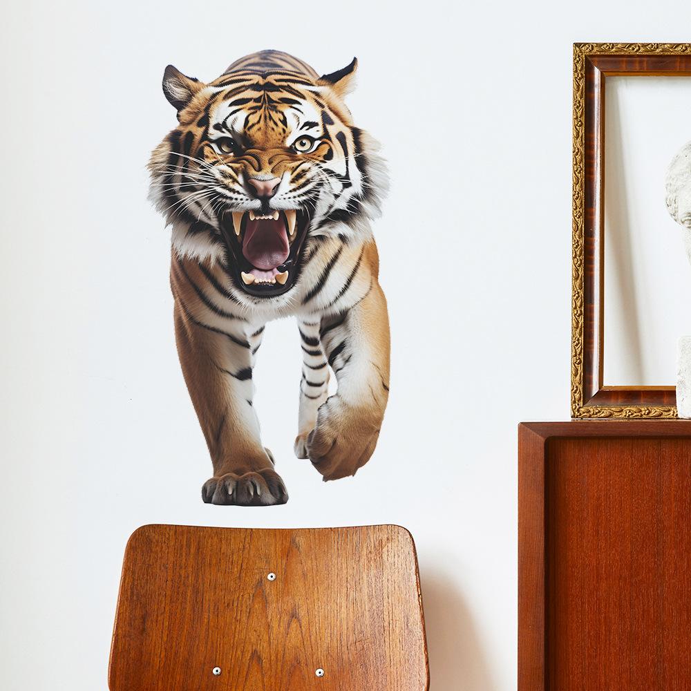 Adesivo Murale Tigre Feroce Autoadesivo per Camera da Letto Soggiorno Decorazione Murale di Sfondo Commerciale