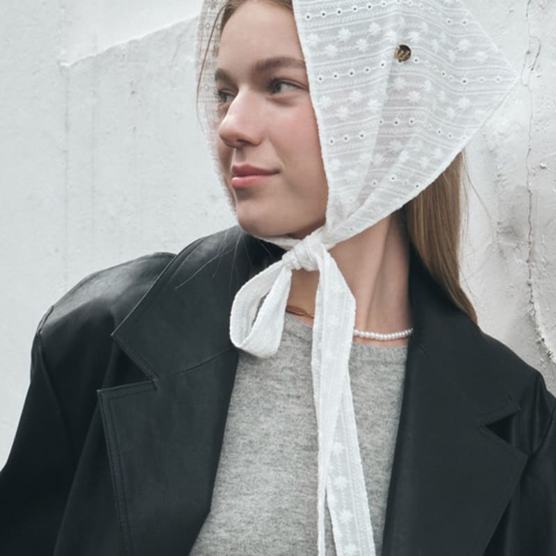 

NONLOCAL Amy Cotton Lace Kerchief - 2Color Black_FREE