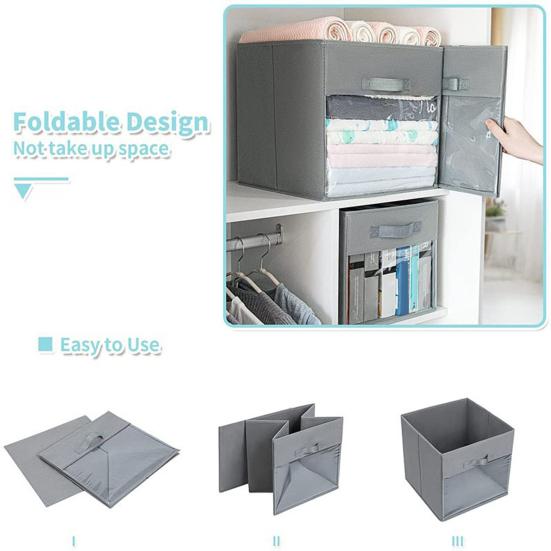 

2 шт., 21 л, складной ящик для хранения кубиков, прозрачное окно, портативная ручка, большая емкость, нетканый материал, без крышки, многофункциональный органайзер для игрушек