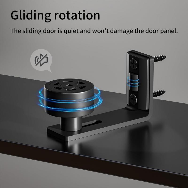 Barn Door Track Roller System Easy Installation Carbon Steel Base Door Guide AntiWobble Design Matte Black Finish