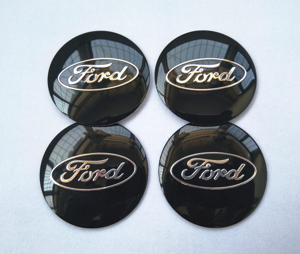 Elegant 4 Stück 56mm Auto Radnabenkappen Emblem Aufkleber für Ford Schwarz und Blau
