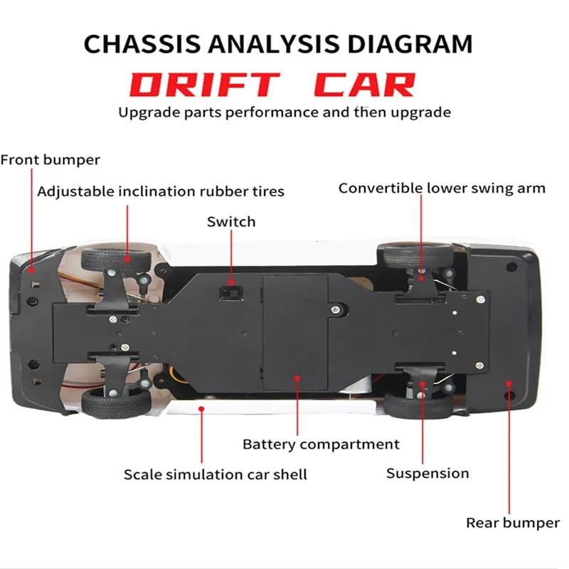 AE86 Model Full Size Car Modified Rear Drive New Ae86 Flip Light Gyroscope Racing Car with LED Light Remote Control Car Boy Toy Collection Ornaments