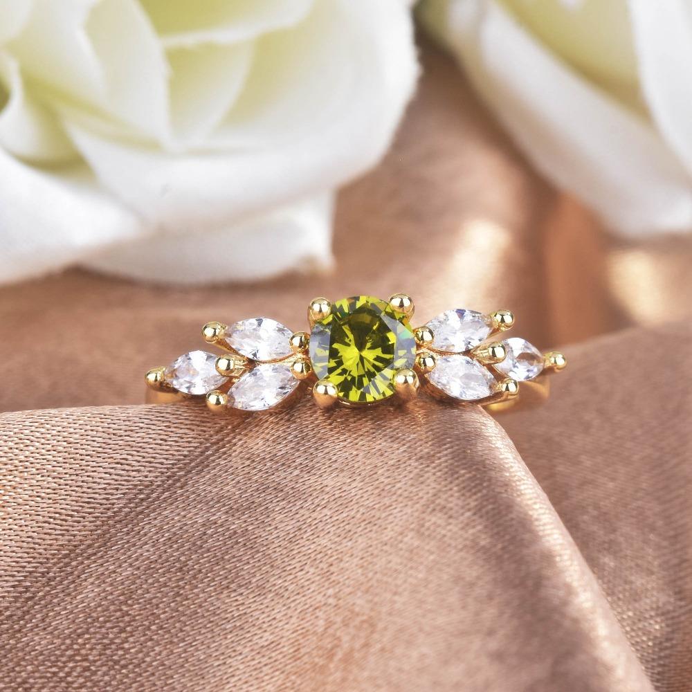 Trendy Open Ring for Women Olive Green Zircon Wedding Band with Diamond Accents Fashion Jewelry
