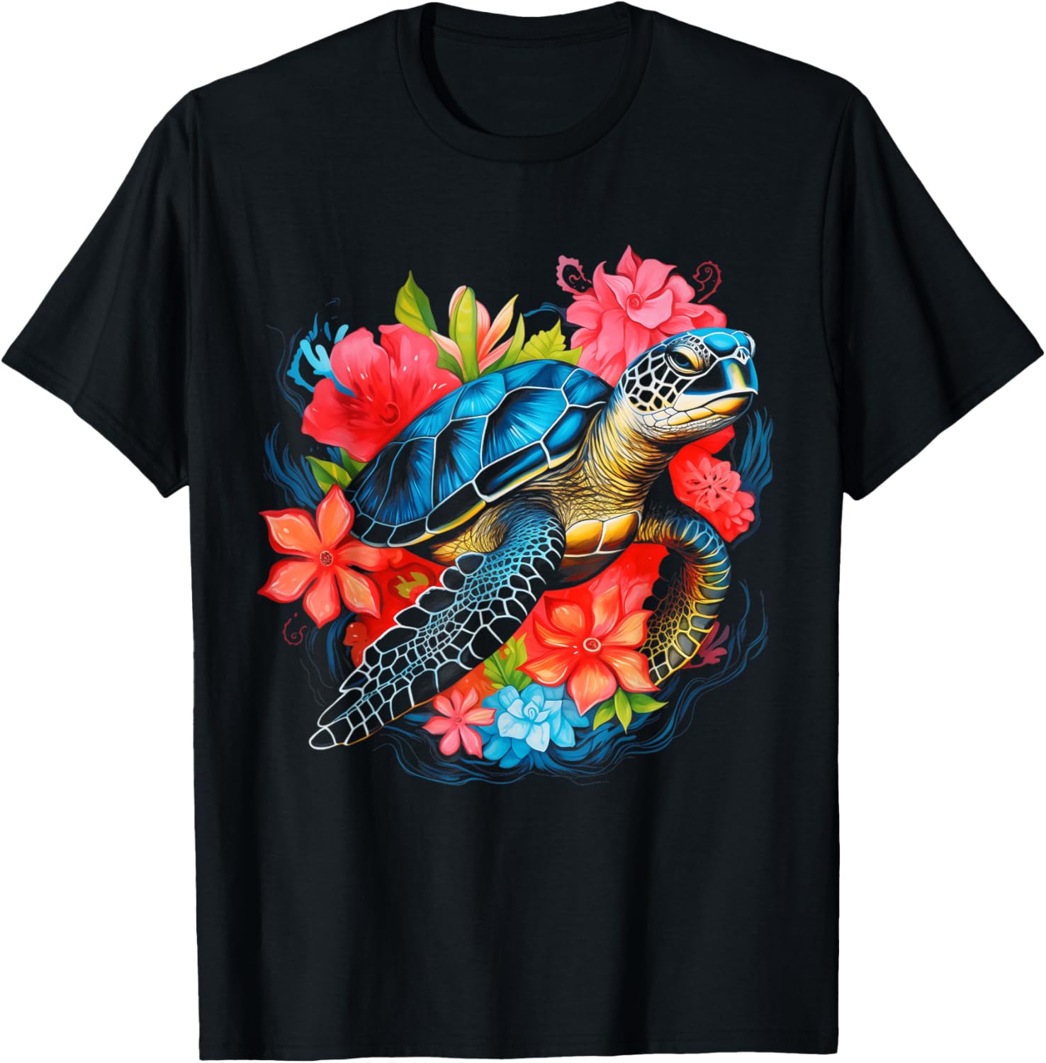 Мужская футболка с графическим принтом Гавайские цветы и Морская черепаха, Тропическая, для дайвинга, Поездки, Акваланга 4XL