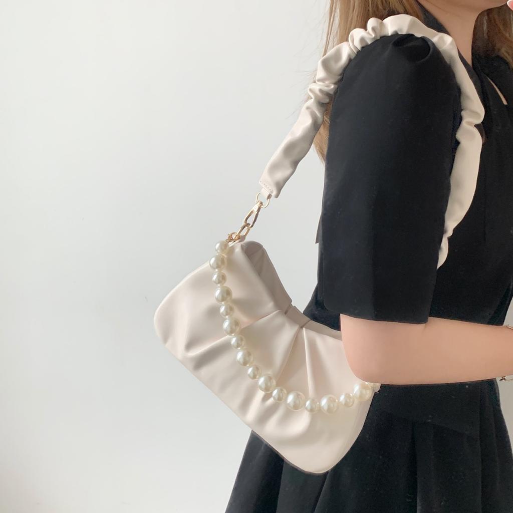 2025 new soft leather bag women's niche cloud bag shoulder chain pleated bag premium messenger underarm bag women
