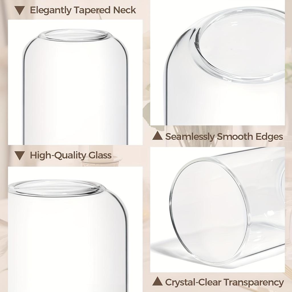 Pillar Glass Vase Three-piece Set, High Borosilicate Glass Flower Arrangement Vase, Home Table Centerpieces Christmas Halloween Wedding Decoration