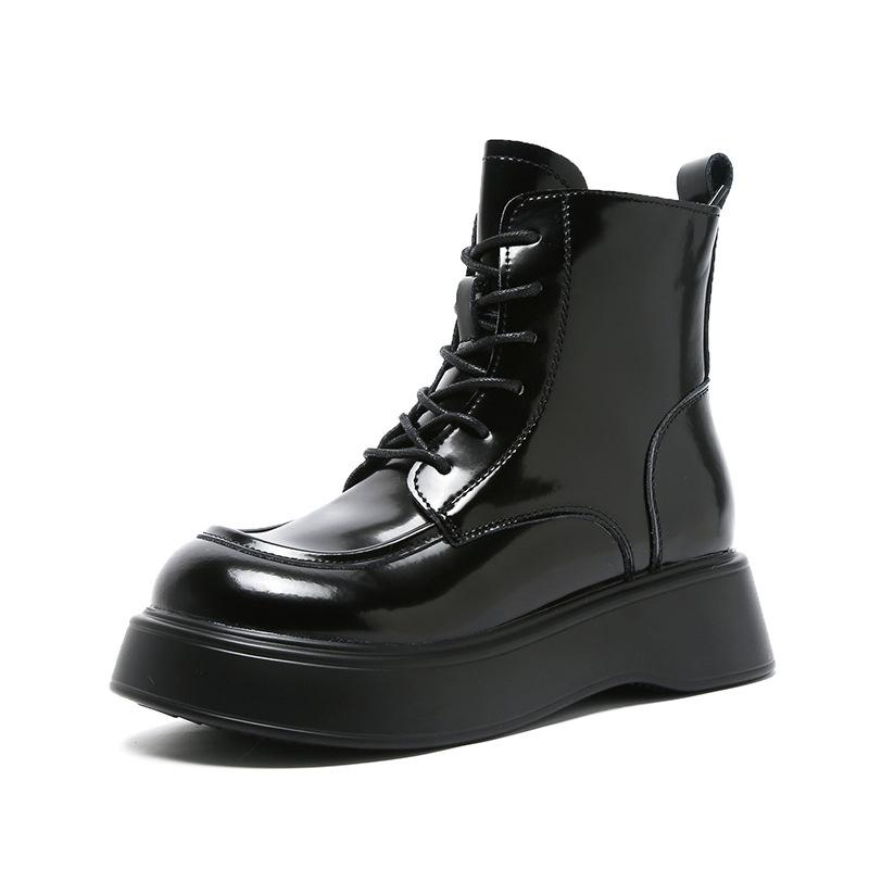 Super yuan Martin boots women's 2025 autumn and winter new thickness versatile women's boots leather side zipper British style short boots fashionable