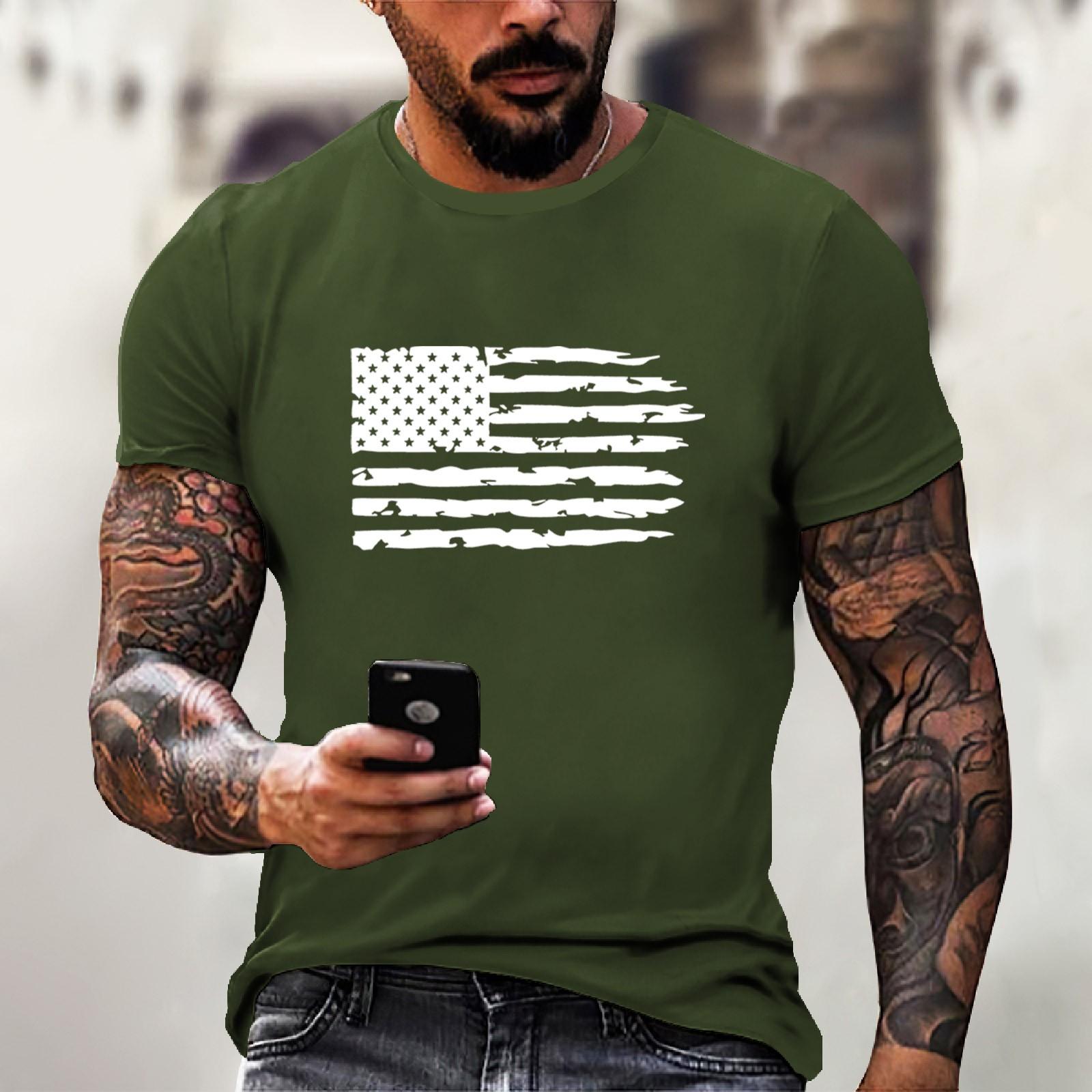 Men s Independence Day Printed Short-sleeved T-shirt L